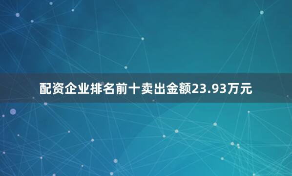 配资企业排名前十卖出金额23.93万元